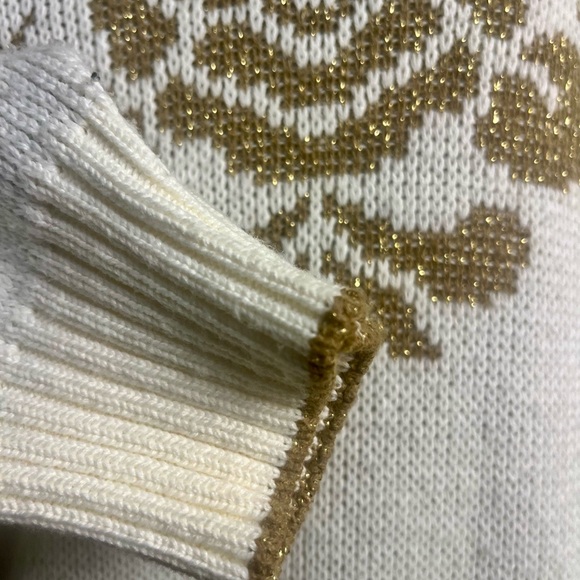 ALFRED DUNNER Vintage 80s/90s Gold Lurex Rose Sweater Small 💛 - Picture 6 of 7